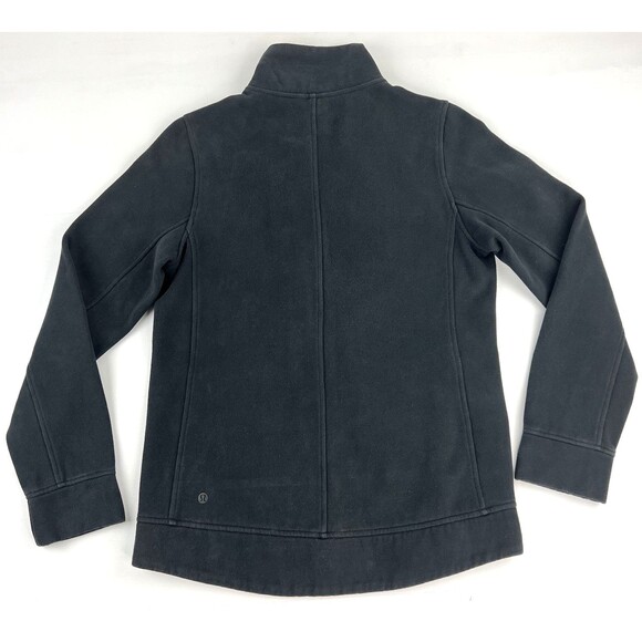 Lululemon Fleece Be True Jacket Womens Black Relaxed Fit Diagonal Full Zip Sz 6 - Picture 4 of 6
